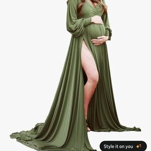 Elegant Green Maternity Gown